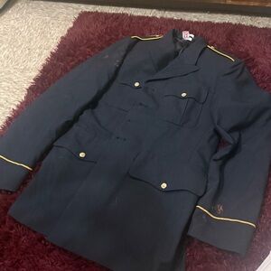 Navy Blue Military Style Jacket with Gold Accents